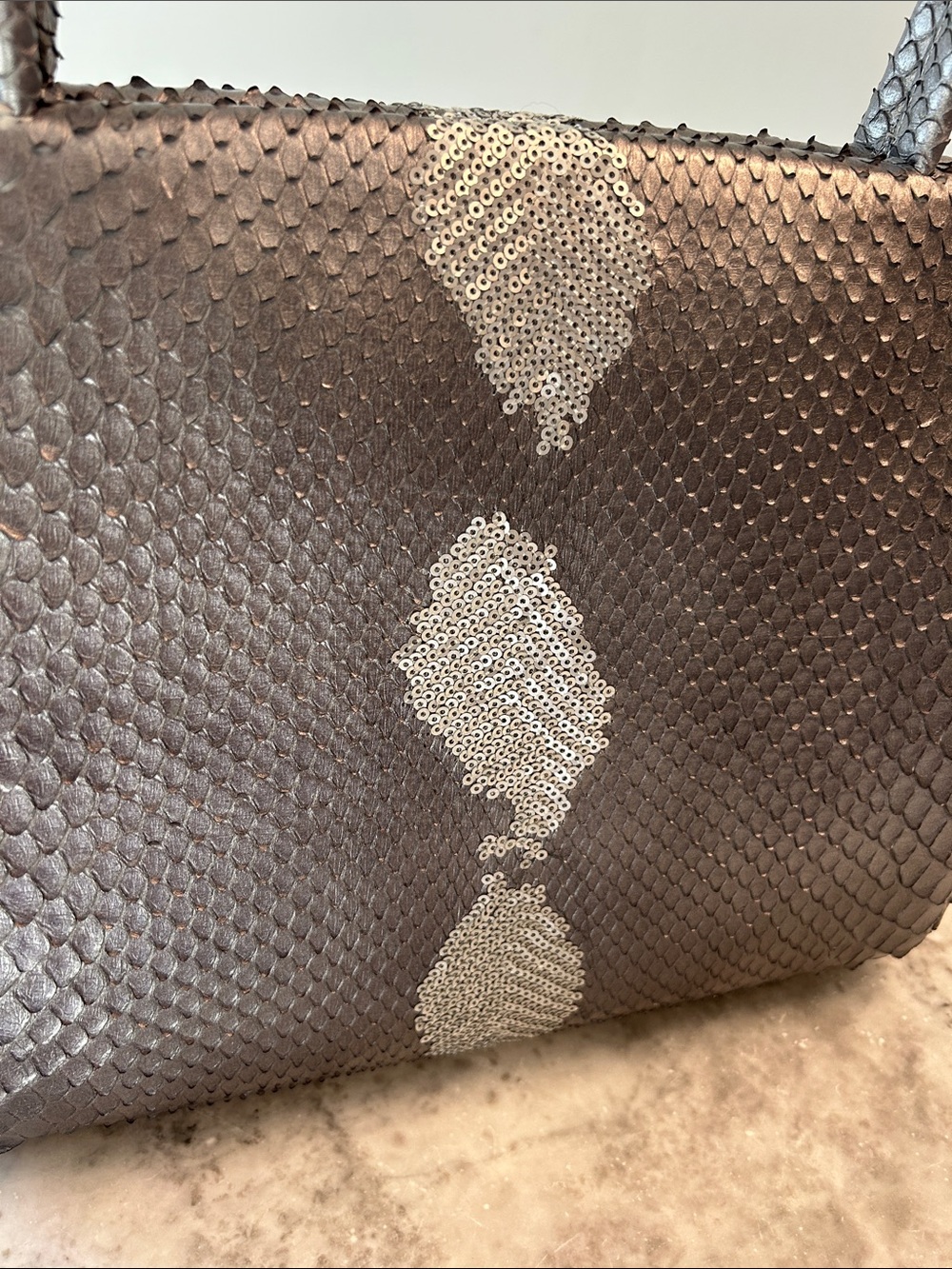 Nancy Gonzalez Metallic Gray Python Top-Handle Bag - Picture 2 of 6